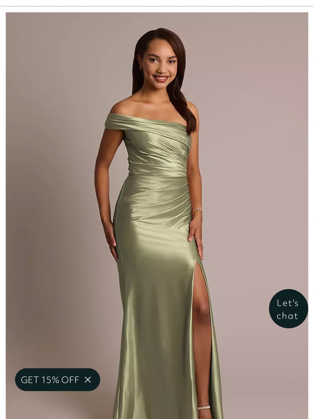 David’s Bridal Galina Signature Eucalyptus Satin bridesmaid dress